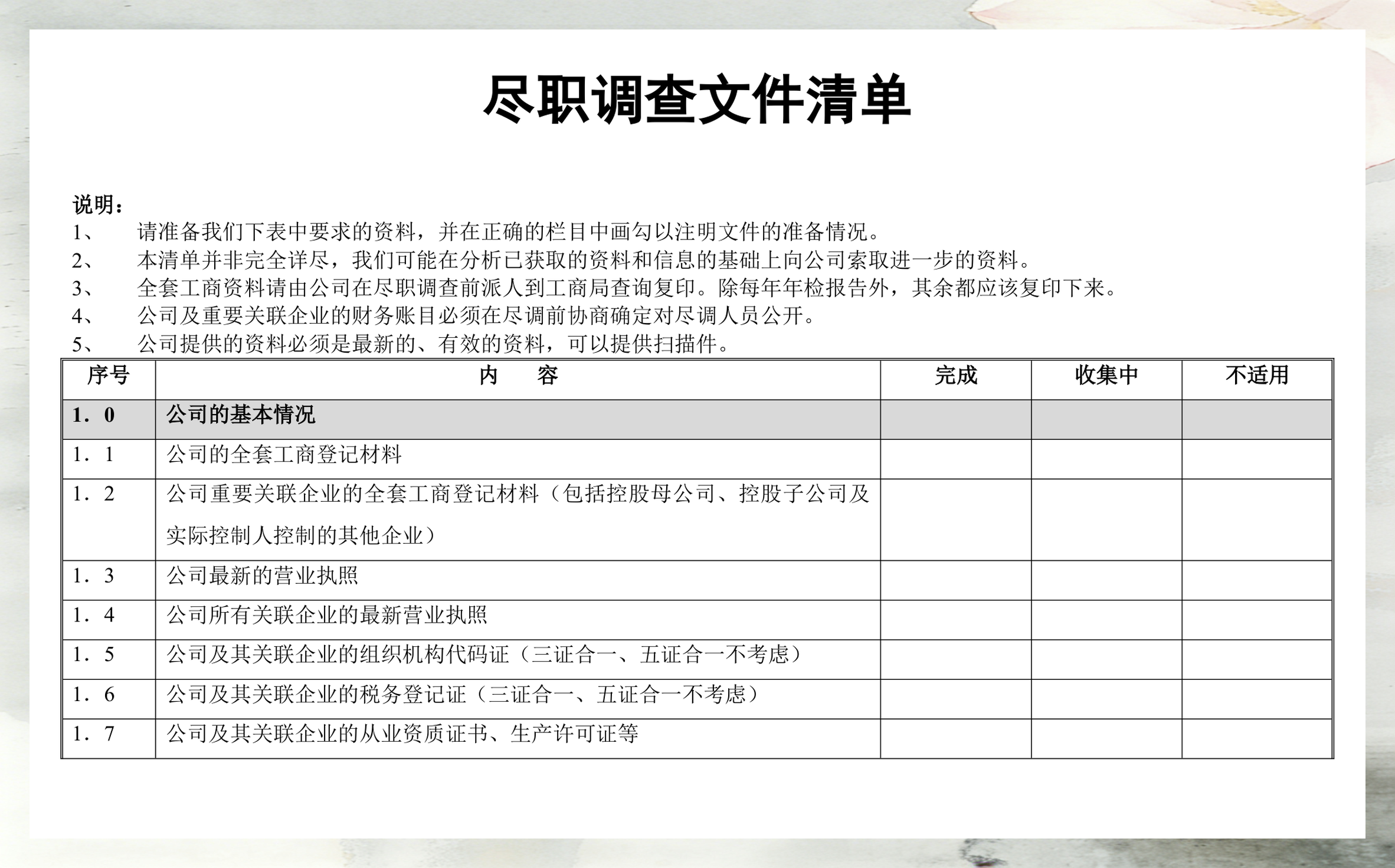 尽调清单模板定制(尽调资料清单如何提供)日喀则市